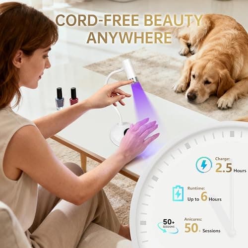 AORAEM UV LED Nail Lamp, Rechargeable Gooseneck UV Lamp for Gel Nails 12W Quick Dry LED Nail Light Bueaty Dryer with 4 Timers & Auto Sensor, Professional Flash Cure Light for Gel Nails Home DIY White thumbnail 5