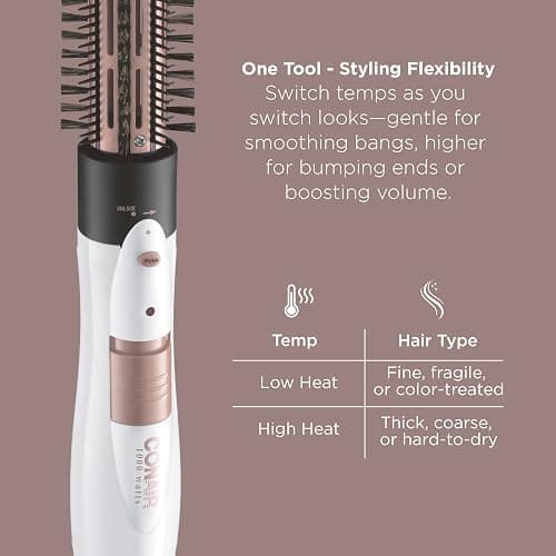Conair Double Ceramic 2-in-1 Hot Air Brush, 1000W, Interchangeable 1¼" & 1½" Thermal Brushes for Voluminous Curls & Straight Styles, Hot Brush for Fine & Thick Hair thumbnail 4