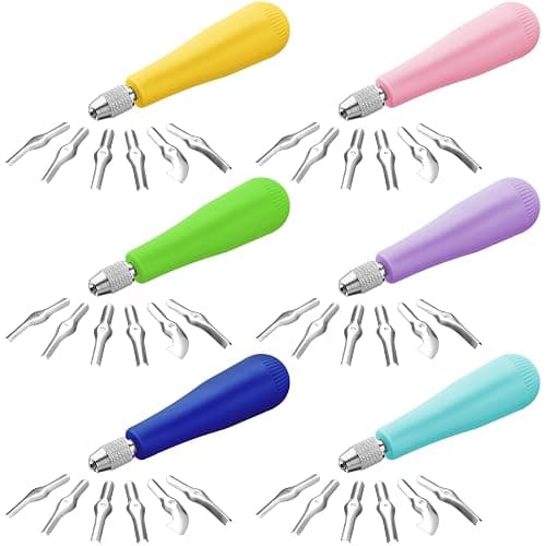 Umigy 24 Pack Craft Linoleum Cutter Kit Carving Tools Assortment Linocut Tools Block Cutters for Block Printing, Assorted Colors - Image 1