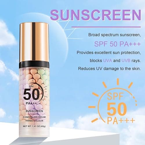 3 in 1 Color Correcting Serum, SPF Primer for Face Before Makeup, Sunscreen One Step Color Corector Primer,SPF 50 PA+++ Isolation Cream,Color Correcting Facial Serum Oil Control & Moisturizing thumbnail 3