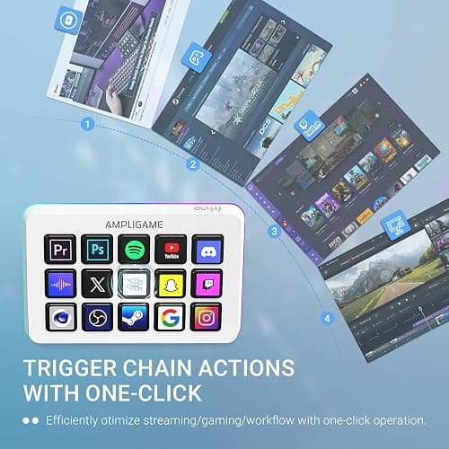 FIFINE AmpliGame Gaming Controller with 15 Shortcuts for OBS Streaming Studio with Macro Keys, Trigger Actions, PC Media RGB Controller for Content Creation/Office Work-D6 White thumbnail 2