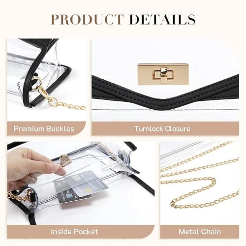 Missnine Clear Bag for Stadium Events Clear Crossbody Purse Stadium Approved Women Transparent Shoulder Bag for Concerts thumbnail 4