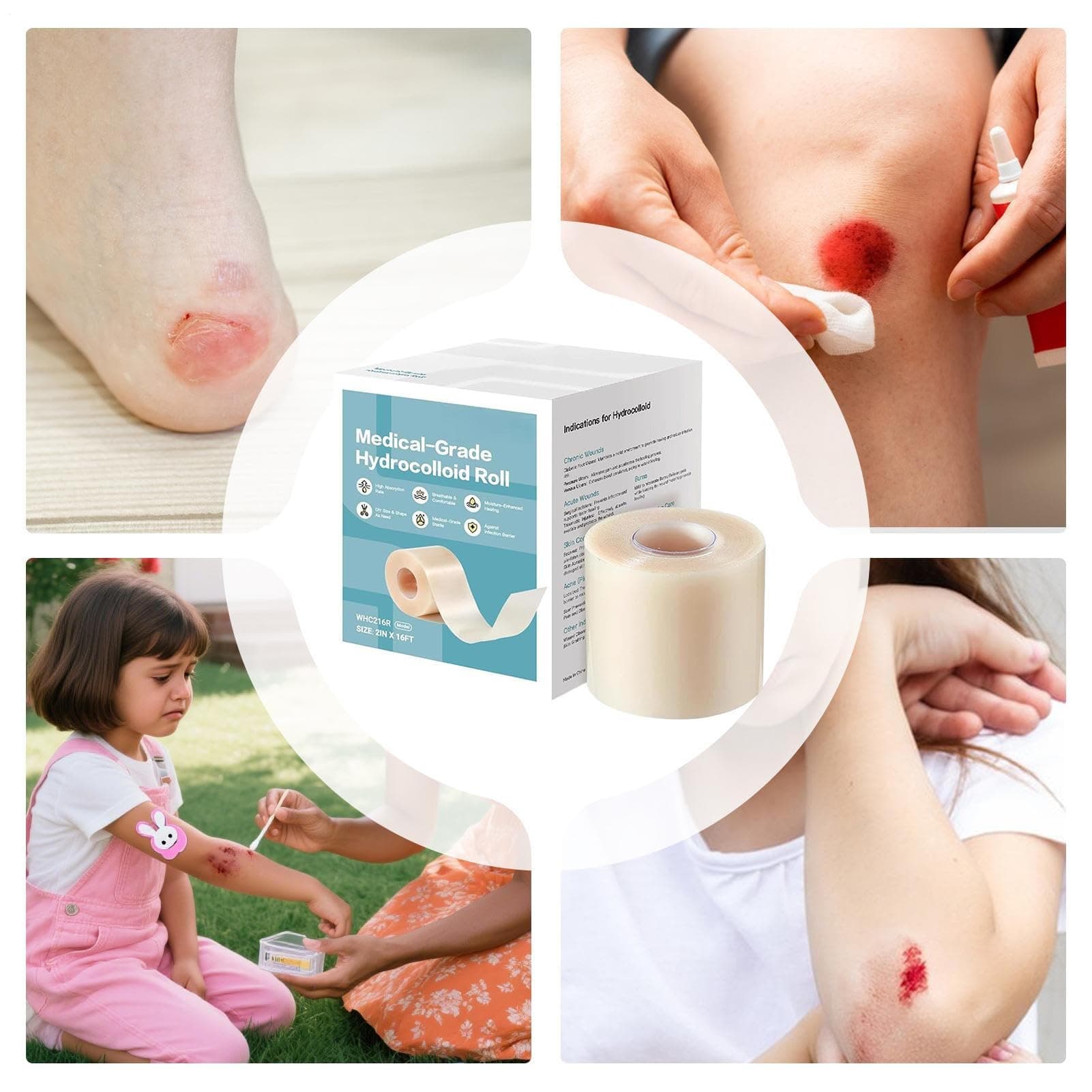 Hydrocolloïde rol - 5 m waterdichte hydrocolloïde verbanden | Snijbare hydrocoloïde filmroltape | Langdurige hechting hydrocoloïde patches voor gezichtsbrandwonden sportschool workouts thumbnail 8