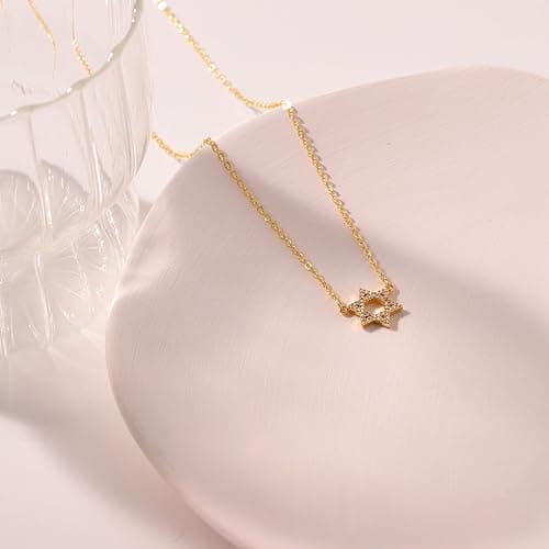 LLWOM Gold Necklace for Women-14k Gold Plated Infinity Necklace Star Of David Necklace Evil Eye Cross Pendants Heart Dainty Gold Necklace For Women thumbnail 4