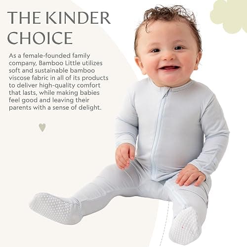 Bamboo Little Soft Baby Footie Pajamas, Baby Clothes, Newborn Sleepers, 95% Viscose and 5% Spandex, 0-24 Months - Cashmere Blue - 12-18 Months thumbnail 6