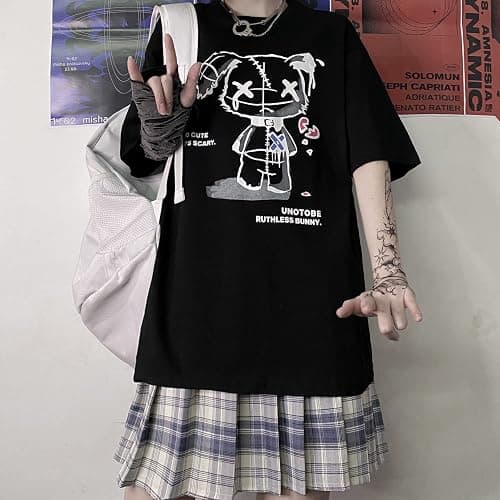 Women Grunge Gothic Bear Tops Print Harajuku Korean Clothes thumbnail 3
