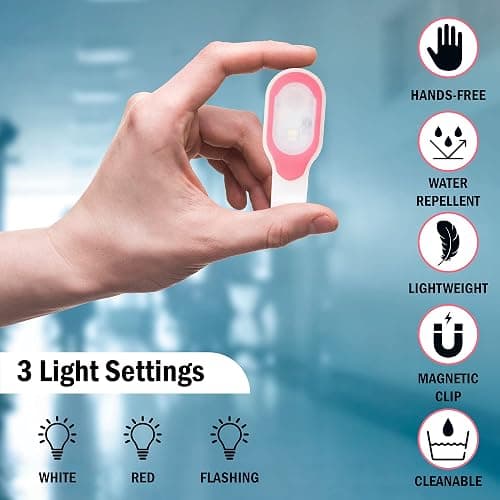 First Lifesaver LED Wearable Lights for Nurses with Hands-Free Magnetic Clip for Clothing and Scrubs, Soft White, Color, or Flashing Color Lighting, Strong Magnetic Grip (Red) thumbnail 4