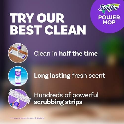 Swiffer PowerMop Multi-Surface Mop Kit for Floor Cleaning, Includes PowerMop, 2 Mopping Pad Refills, 1 Cleaning Solution with Fresh Scent and 2 Batteries thumbnail 2