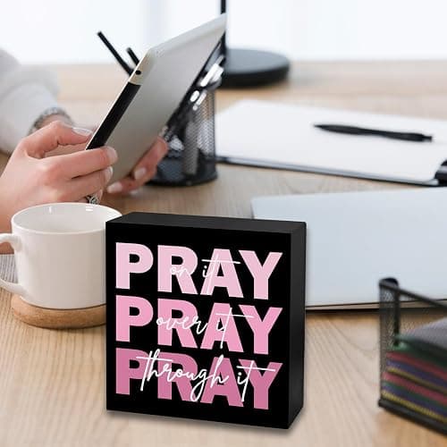 YINSSA Pink Room Decor Bathroom Signs Decor Gifts Inspirational Christian Gifts For Women Office Desk Dorm Room Essentials For Girls Pink Bathroom Accessories Shelf Inspirational Wall Art Present thumbnail 4