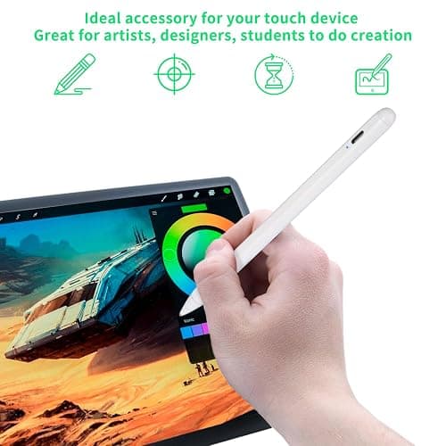 Electronic Stylus for iPad 5th Generation 9.7" 2017 Pencil,Type-C Rechargeable Active Capacitive Pencil Compatible with Apple iPad 5th Gen 9.7-inch Stylus Pens,Good on iPad Drawing Pens,White thumbnail 2