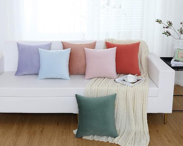Jeneoo Comfy Soft Velvet Couch Throw Pillow Covers Decorative Solid Square Cushion Cases for Bedroom Sofa Car Decor (Baby Blue, 18 x 18 Inches, 2 Pieces) thumbnail 7