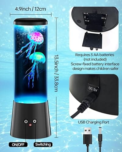 Bodami Jellyfish Lamp, 16 Color LED Fantasy Jellyfish Tank Table Light with Remote, Dual Power Supply, Eye-Friendly Ambient Lamp for Home Office Bedroom Decor, Perfect Holiday Gift for Adults & Kids thumbnail 6