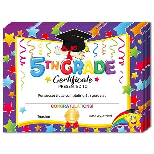 5TH Grade Graduation Diploma 2026,Classroom 5TH Grade Graduation Award Certificate,5TH Grade End of School Year Certificate for Kids,BYJZ Boys Girls 5TH Grade Graduation Decorations 2026, 30pcs - Image 1