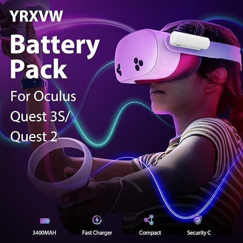YRXVW Battery Pack Compatible with Meta Quest 3S/Oculus Quest 2 Accessories, Portable Fast Charger Vr Battery Pack, Light Weight Rechargeable 3400mah Power Bank for Extended 2-3h Gametime thumbnail 8