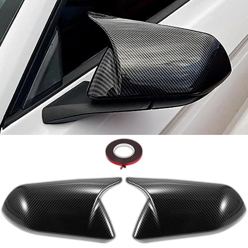 Side Mirror Cover Caps Carbon Fiber Gloss Trim for 2015-2024 Ford Mustang GT/Ecoboost/Shelby Car Aesthetic Decorations Exterior Mods Tuning Parts - Without Mirror Turn Signal Cutout - Image 1