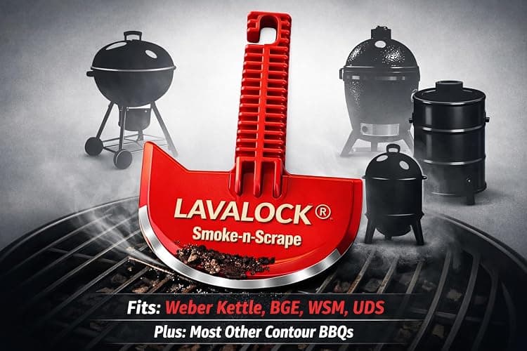 LavaLock Smok-n-Scrape Grill and Smoker Scraper, Residue Remover Cleaning Tool for Weber Kettle, Weber Smokey Mountain, UDS, WSM (Red Smoke-n-Scrape) thumbnail 5