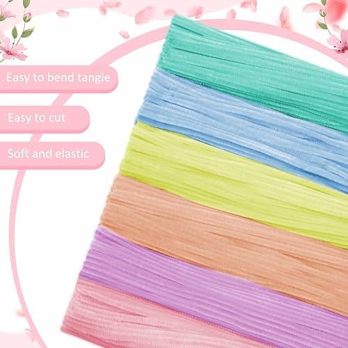 Peryiter 500 Pieces Pipe Cleaners Chenille Stems for Flowers Craft Supplies Bulk Fluffy Fuzzy Sticks for DIY Art Projects Creative Gift Wrapping Party Decorations(Macaron,12 Inch) thumbnail 5