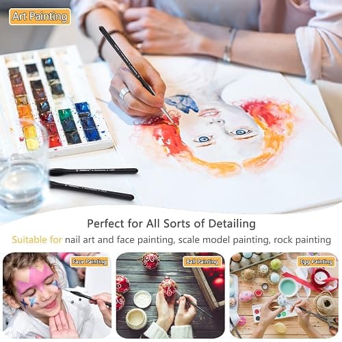 PANDAFLY Detail Paint Brushes Set, 15pcs Miniature Brushes for Fine Detailing & Art Painting - Acrylic, Oil, Watercolors & Paint by Number, Models, Face, Nail, Craft thumbnail 4