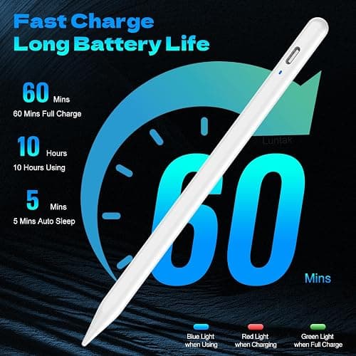 Universal Stylus Pen for Touchscreen for Android & iOS Phones/Tablet | Magnetic iPad Pencil for Writing/Drawing with 3 Durable POM Tip,Stylus Pen for iPad/Pro/iPhone/Samsung/Lenovo/Huawei,White thumbnail 2