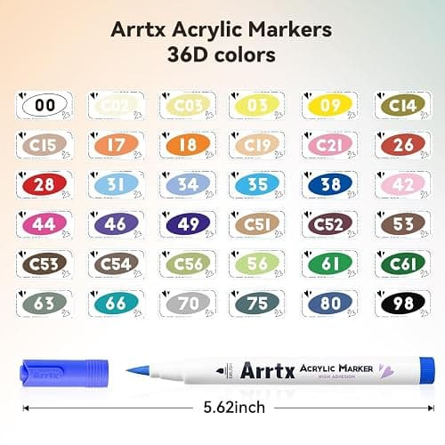 Arrtx 36 Colors Acrylic Marker for Rock Painting, Extra Brush Tip Paint Markers, Art Supplies, Fabric Markers, Waterproof Paint DIY Crafts Making thumbnail 3