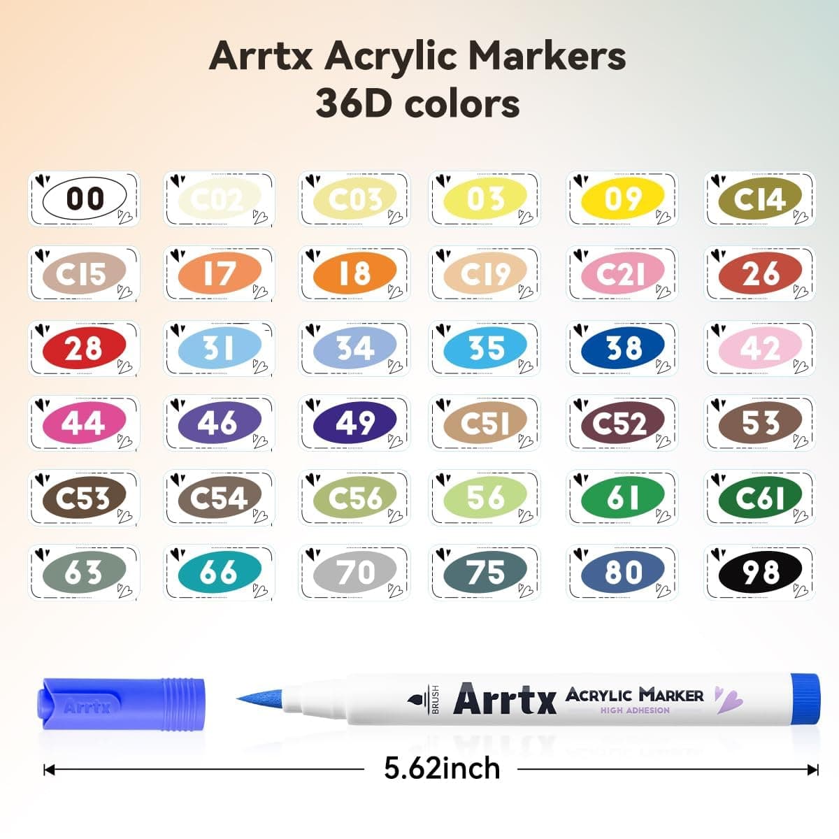 Arrtx 36 Colors Acrylic Marker for Rock Painting, Extra Brush Tip Paint Markers, Art Supplies, Fabric Markers, Waterproof Paint DIY Crafts Making thumbnail 3