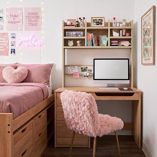 37 Inch Natural Wood Desk Hutch Dorm Top Only With Felt Board For College thumbnail 8