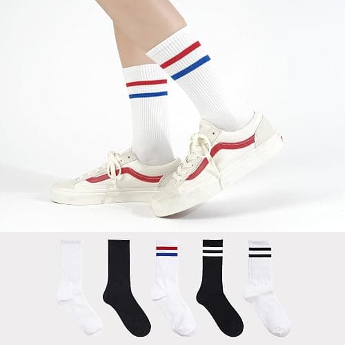 Kikiya Women's Cotton Crew Socks - Cute Flower Graphic Polka Dot Striped Heart Patterned - Ladies Girls Casual Socks Size 6-8 thumbnail 2