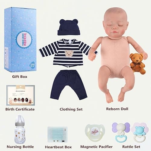 BABESIDE Realistic Baby Doll with Heartbeat - Kai, 17 inch Handmade Reborn Baby Dolls Boy with Crying and Babbling Voice, Real Baby Dolls That Look Real for Girls Boys Kids Age 3+ thumbnail 5