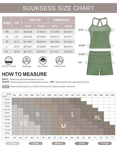 SUUKSESS Women 2 Piece Workout Sets High Waisted Tummy Control Biker Shorts Halter Padded Tank Tops thumbnail 6