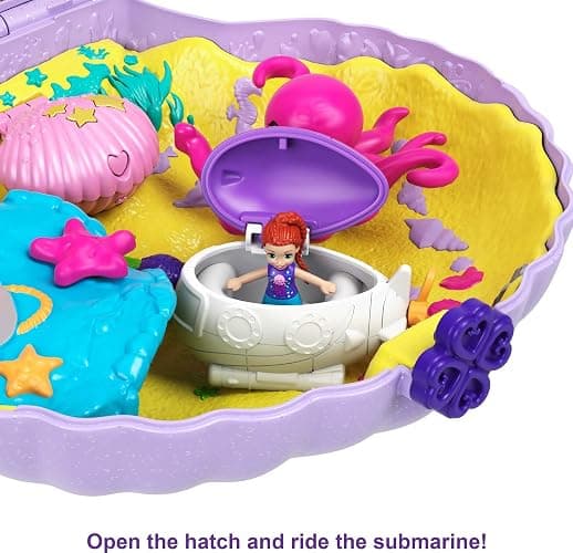 Polly Pocket Travel Toy with Micro Dolls & Accessories, Mermaid 2-in-1 Seashell Purse Playset (Amazon Exclusive) - Seashell thumbnail 5