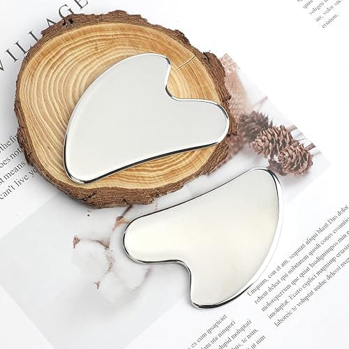Gua Sha Facial Tool, Stainless Steel Guasha Scraping Massage Tool, Metal Lymphatic Drainage Massage Scraper for Face, Eyes, Neck, Body thumbnail 5
