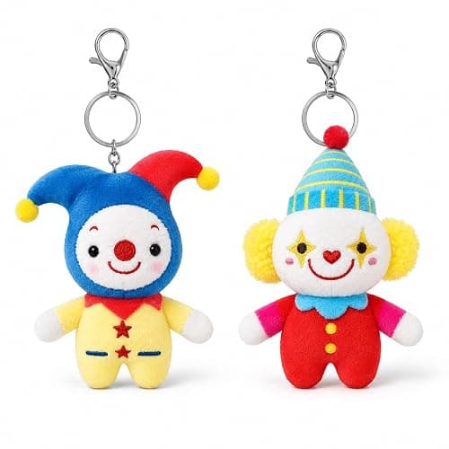 LUOZZY 2 Pcs Plush Stuffed Clown Doll Keychain for Backpack Bag Charms | Plush Clown Keyring Bag Pendant, Soft Clown Doll Keyrings for Backpacks, Purses, Circus Theme Parties, Carnival Decor - Image 1