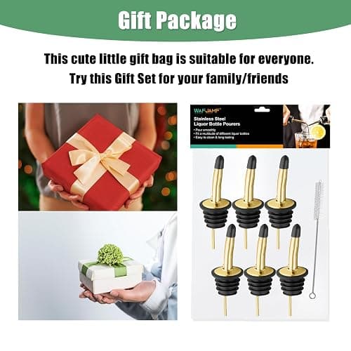 WAFJAMF 6-Pack Stainless Steel Liquor Pour Spouts with Rubber Dust Caps | Olive Oil Dispenser, Fits Wine Bottles, Smooth Steady Flow, Durable Leakproof, Home Bar Essentials thumbnail 6