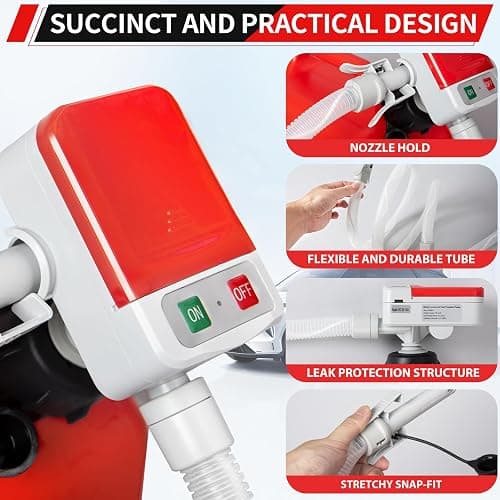 FEEDRON Automatic Fuel Transfer Pump with Auto-Stop, 51'' Extra Long Hose, 3.2 Gallon per Min, Battery or USB Powered, 4 Can Adapters, Fast and Safe Portable Gas Can Pump for Oil, Diesel,Gasoline. thumbnail 4