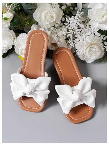 Verdusa Girl's Bows Square Toe Sandals Casual Summer Flat Sandal thumbnail 3