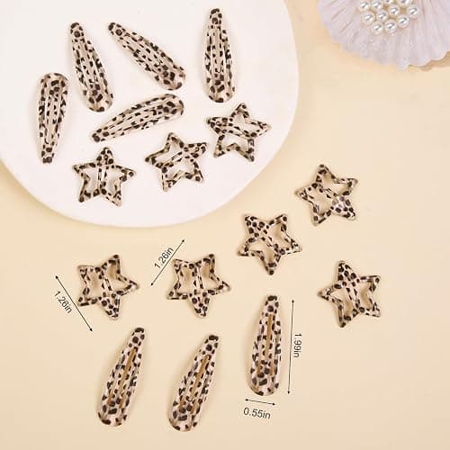 Metal Snap Hair Clips,8 Pairs Hair Barrettes for Women - Star & Water Drop Hair Barrettes, Non-Slip Y2K Accessories for Thin Thick Hair,Vanilla Dot thumbnail 4