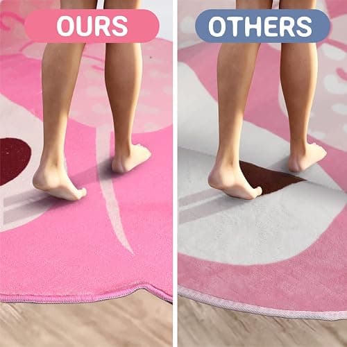 Pink Area Rug for Bedroom 5FT, Kawaii Room Decor Fluffy Anime Rug Carpet, Cute Anti-Slip Floor Mat Rug for Living Room Nursery Dorm Classroom Patio Kids Room Bedside Indoor Outdoor thumbnail 5