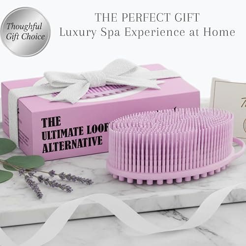 Silicone Body Scrubber for Shower - Gentle Exfoliating Back Scrubber with Soft Bristles - Avilana Premium Dual Sided Bath Brush Massage - Loofah Alternative for Sensitive Skin - Gift Women Men thumbnail 6