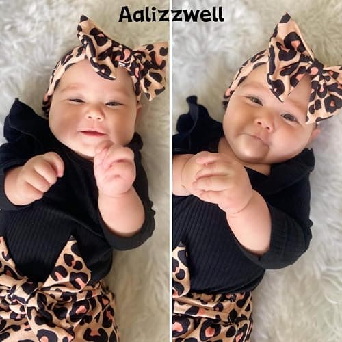 Aalizzwell Preemie Newborn Infant Baby Girls Clothes Ribbed Romper Bodysuit Pants Set Fall Winter Outfits thumbnail 2