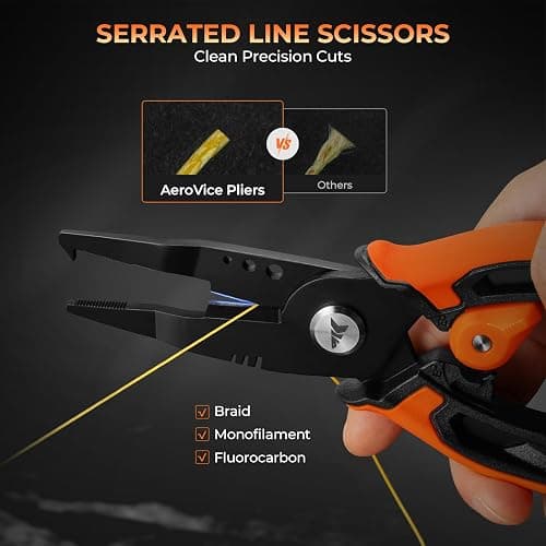 KastKing AeroVice 7.5” Fishing Pliers, 420 Stainless Steel, Uni-Body Construction, Lightweight & Corrosion-Resistant, Multi-Function Jaws, Braid Cutters, Sheath, Lanyard & Carabiner thumbnail 4