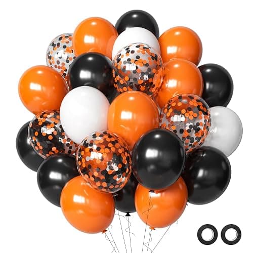 Halloween Balloons Black Orange Balloons Set, 50Pcs 12inch Black White Orange Confetti Latex Balloon Halloween Balloon for Celebration Party Bar Anniversary Graduation Decoration - Image 1