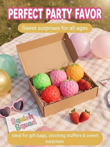 Squishy Squeeze Strawberry Giant Jumbo Big 5&4 Inch Slow Rising Stress Ball, Realistic Fruit Squeeze Toy for Relief, Adults Kids Sensory Fidget Strawberry Squishy Gifts Party Favor(RED+Pink) thumbnail 8