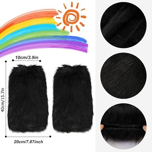 XEPST Faux Fur Fuzzy Leg Warmers Furry Boot Covers for Women, Warm Fuzzy Boot Cuff Boot Sleeves Leg Warmers for Party Costume thumbnail 2
