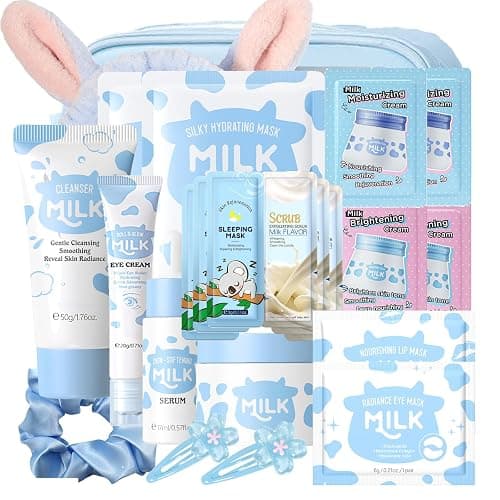 Milk Skin Care Sets & Kits - Teenage Girls Gifts - Milk Skincare Set for Teen Skincare - Gifts For Women - Travel Skincare Set Daily Face Care - Deep Hydrating Smoothing 23PCS - Image 1