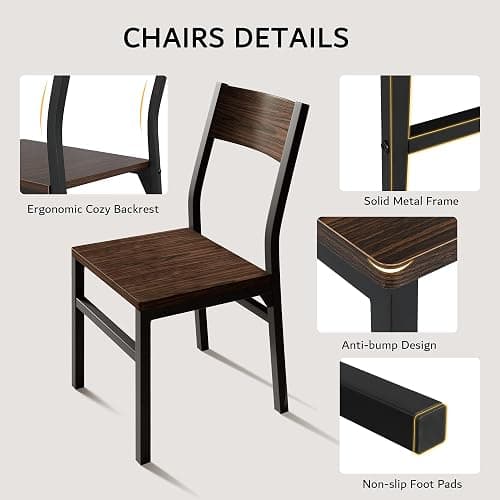 iPormis 7 Pieces Dining Table & Chairs Set for 4-6, 63" Extendable Kitchen Table and 6 Chairs, Dining Room Table with MDF Board & Metal Frame, Perfect for Small Space, Easy Clean, Espresso thumbnail 4
