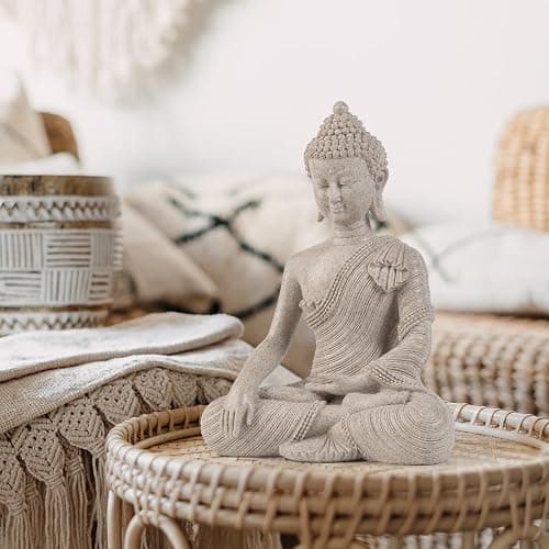 Buddha Statue for Home Decor Beige White-Buddha Statue Large for Spiritual 10.2''-Buddha Decor for Living Room-Buddha Statues for Zen Decor –Indoor Buddha Gift for Shrine , Meditation or Relaxation thumbnail 4
