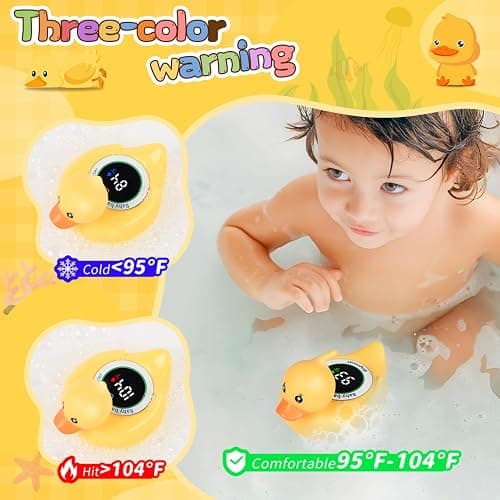 Baby Bath Thermometer Duck Toy - Floating Digital Water Temperature Monitor with LED Display & Color Alerts for Infants Newborns, Cute Bathtub Sensor & Safe Bath Time Essential thumbnail 2