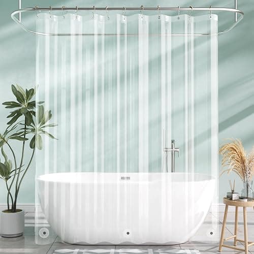 AmazerBath Shower Curtain Liner, 72x72 Clear Shower Curtain Liner, Waterproof Plastic Shower Liner, Cute Lightweight PEVA Shower Curtain for Bathroom with 3 Magnets and 12 Rustproof Metal Grommets thumbnail 9