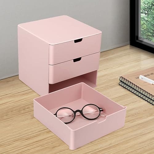 Dalanpa 3-Drawer Vanity Organizer, Compact Storage Organization Drawers Small Size Pink thumbnail 5