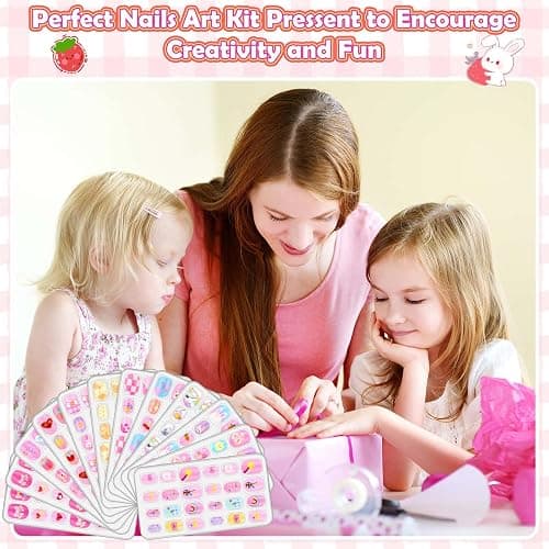 288 Pieces Kids Stick On Nails Girls, Acejoz Fake Nails Set Self Adhesive Press on Nails Tips for Little Girls Children 8-12 Year Kids Nail Decoration thumbnail 7